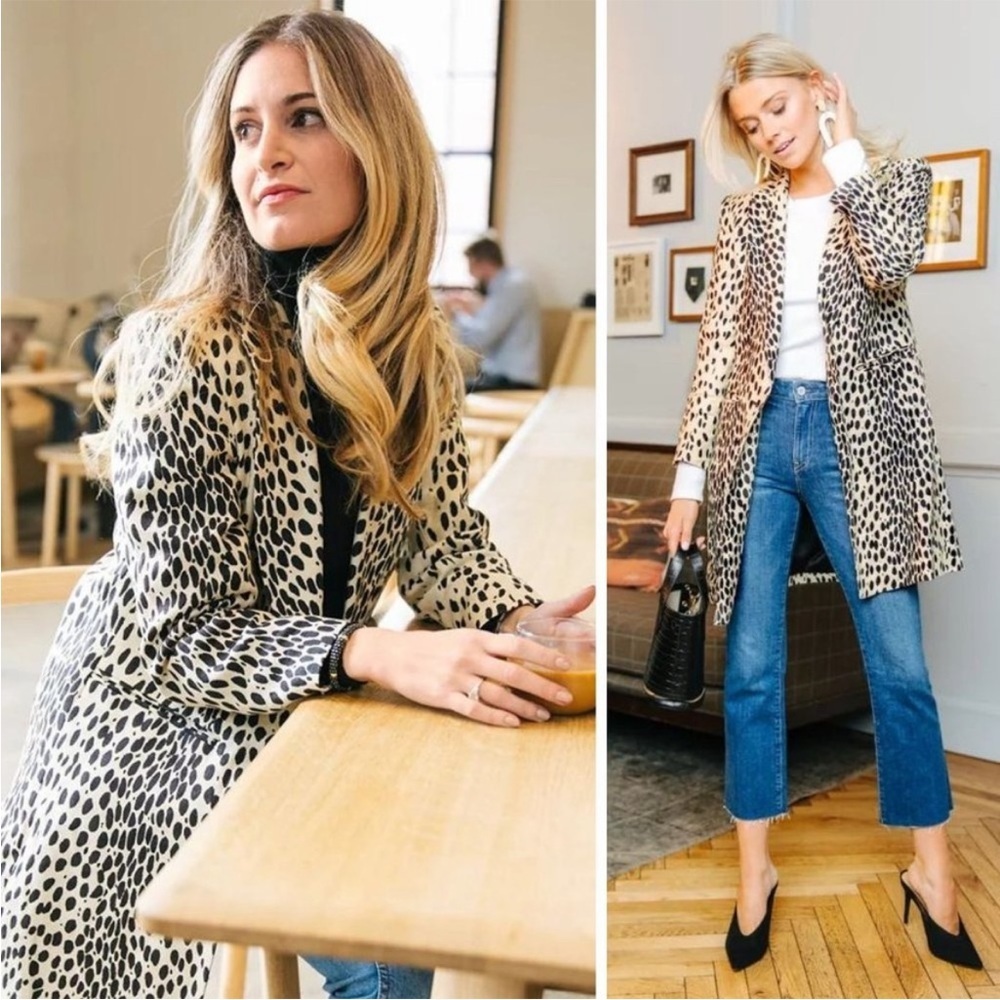 Emerson Fry Wingtip Spotted Snow Leopard Linen Trench Coat NWT Size 00